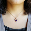 "Simone" 14k Yellow Gold Geometric Amethyst Pendant