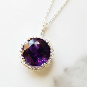 "Claire" 14k White Gold Halo Pendant
