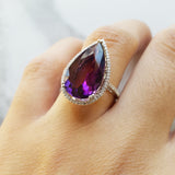 "Freya" 14k White Gold One of a Kind Arizona Amethyst Ring