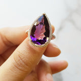 "Freya" 14k White Gold One of a Kind Arizona Amethyst Ring