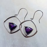 "Lisette" 14K White Gold Arizona Amethyst Dangle Earrings