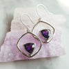 "Lisette" 14K White Gold Arizona Amethyst Dangle Earrings