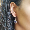 "Lucinda" 14k White Gold Amethyst Halo Earrings