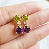 "Gemini" Arizona Amethyst and Peridot Dangle Earrings