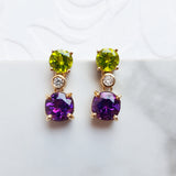 "Gemini" Arizona Amethyst and Peridot Dangle Earrings