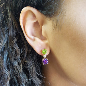 "Gemini" Arizona Amethyst and Peridot Dangle Earrings
