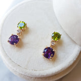 "Gemini" Arizona Amethyst and Peridot Dangle Earrings