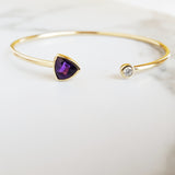 "Kellye" 14k Yellow Gold Amethyst and Diamond Bangle