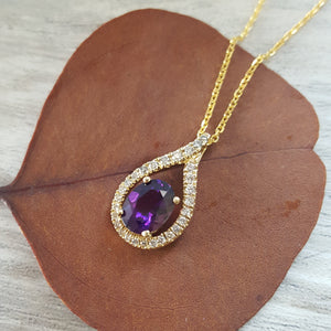 "Ashley" 14K Yellow Gold Arizona Amethyst Pendant