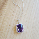 "Clara" 14K White Gold AZ Amethyst Pendant