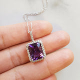 "Clara" 14K White Gold AZ Amethyst Pendant