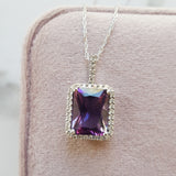 "Clara" 14K White Gold AZ Amethyst Pendant
