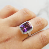 "Amiah" 14K White Gold Arizona Amethyst Ring