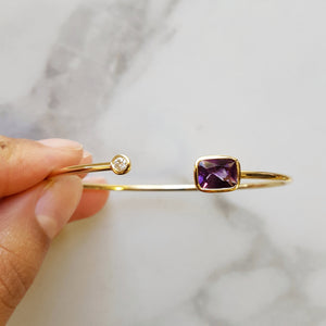 "Kellye" 14k Yellow Gold Flexible AZ Amethyst Bracelet
