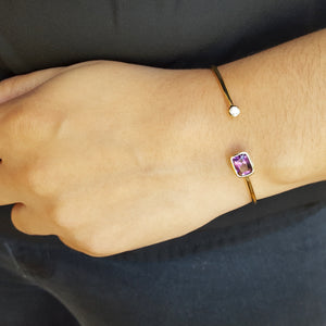 "Kellye" 14k Yellow Gold Flexible AZ Amethyst Bracelet