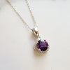 "Nikki" 14k White Gold AZ Amethyst Halo Pendant
