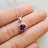 "Nikki" 14k White Gold AZ Amethyst Halo Pendant