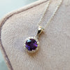"Nikki" 14k White Gold AZ Amethyst Halo Pendant