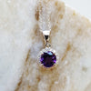 "Nikki" 14k White Gold AZ Amethyst Halo Pendant