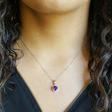 "Nikki" 14k White Gold AZ Amethyst Halo Pendant