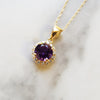 "Nikki" 14k Yellow Gold AZ Amethyst Halo Pendant