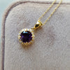 "Nikki" 14k Yellow Gold AZ Amethyst Halo Pendant