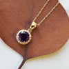 "Nikki" 14k Yellow Gold AZ Amethyst Halo Pendant