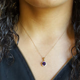 "Nikki" 14k Yellow Gold AZ Amethyst Halo Pendant