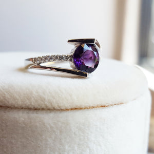 "Carrie" 14k White Gold Arizona Amethyst Open Ring