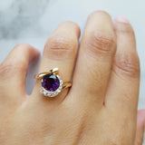 "Liz" 14k Yellow Gold AZ Amethyst Asymmetrical Ring