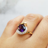 "Liz" 14k Yellow Gold AZ Amethyst Asymmetrical Ring