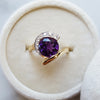 "Liz" 14k Yellow Gold AZ Amethyst Asymmetrical Ring