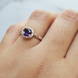 "Calista" 14k White Gold Arizona Amethyst Halo Ring