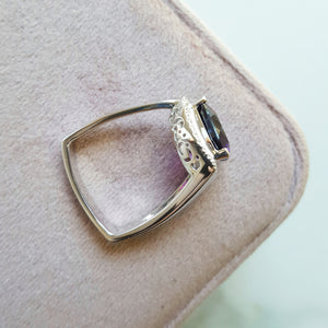 "Suzanne" 14k White Gold Modern AZ Amethyst Ring