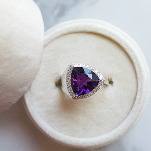 "Suzanne" 14k White Gold Modern AZ Amethyst Ring