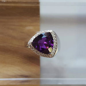 "Suzanne" 14k White Gold Modern AZ Amethyst Ring