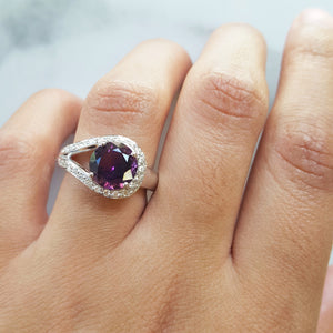 "Artemis" 14k White Gold Arizona Amethyst Ring