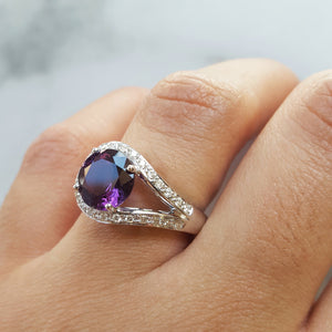 "Artemis" 14k White Gold Arizona Amethyst Ring