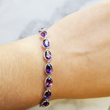 "Liv" 14K White Gold Oval Arizona Amethyst Bracelet