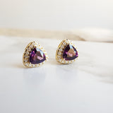 "Molly" 14K Yellow Gold Arizona Amethyst Halo Studs