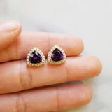 "Molly" 14K Yellow Gold Arizona Amethyst Halo Studs