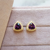 "Molly" 14K Yellow Gold Arizona Amethyst Halo Studs