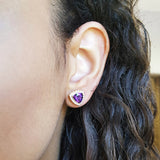"Molly" 14K Yellow Gold Arizona Amethyst Halo Studs