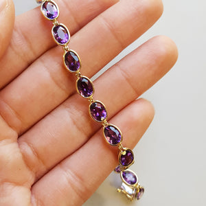 "Liv" 14K Yellow Gold Oval Arizona Amethyst Bracelet