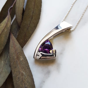 "Malia" 14k White Gold AZ Amethyst Pendant Slide