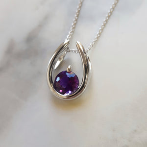 Horseshoe Arizona Amethyst Pendant in 14k White Gold