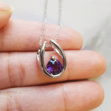 Horseshoe Arizona Amethyst Pendant in 14k White Gold