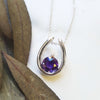 Horseshoe Arizona Amethyst Pendant in 14k White Gold