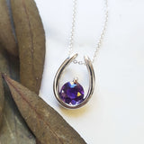 Horseshoe Arizona Amethyst Pendant in 14k White Gold