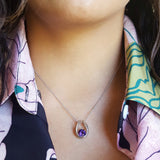 Horseshoe Arizona Amethyst Pendant in 14k White Gold